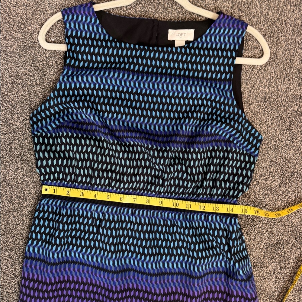 LOFT Factory Blue and Purple Patterned Sleeveless Midi Pullover Dress Size Small - Picture 10 of 12